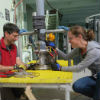 Marine Geologists at work. Andy Fisher and Rachel Lauer (postdoc) rig a flowmeter for water column testing in Summer 2013 on the R/V Atlantis.